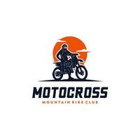 Motocross with sunset background vintage retro vector