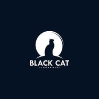 Black cat logo design vector