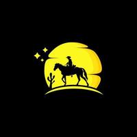 Vector silhouette of horse on moon background