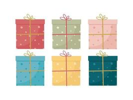 Set with multicoloured gift boxes. Vector illustration. Good for cards, icon, stickers, prints etc.