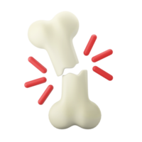 ilustración de icono 3d de hueso roto doloroso fracturado png