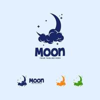 Colorful moon logo design template vector