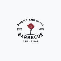 parrilla y barbacoa logo vector ilustración bistec