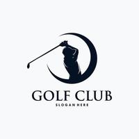 Golf player logo design template vector