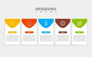 plantilla infográfica con la imagen de 5 rectángulos vector