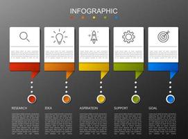 plantilla infográfica con la imagen de 5 rectángulos vector