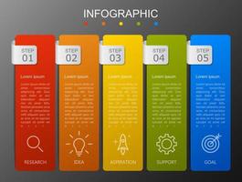 plantilla infográfica con la imagen de 5 rectángulos vector