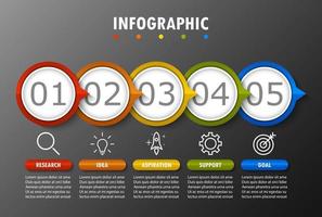 plantilla infográfica con la imagen de 5 rectángulos vector