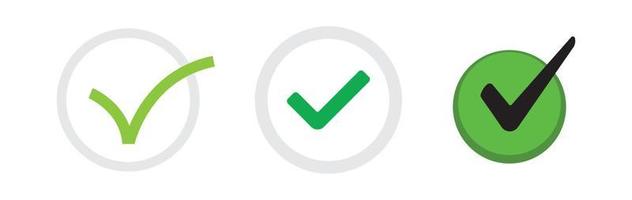 Check mark. Set of Green tick approval icons. vector