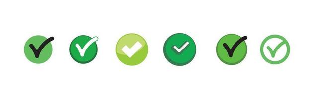 Check mark. Set of Green tick approval icons. vector