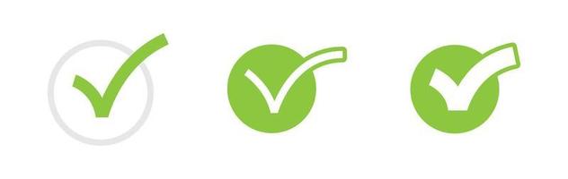 marca de verificación. conjunto de iconos de aprobación de marca verde. vector