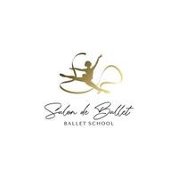 plantilla de diseño de logotipo de escuela de ballet de oro vector