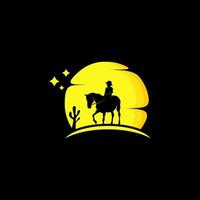 Vector silhouette of horse on moon background