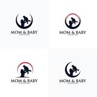 madre sosteniendo un pequeño vector de diseño de logotipo de bebé