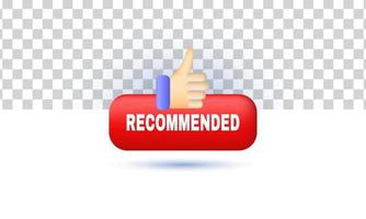 unique realistic red recommended icon good best great choice 3d design isolated on vector