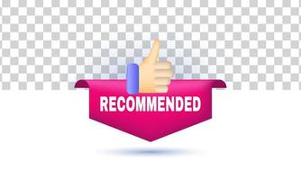 unique realistic recommended icon good best great choice 3d design isolated on vector