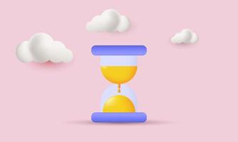 unique realistic icon hourglass business time concept 3d design isolated on vector