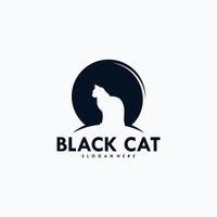 Black cat logo design vector
