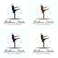 Set of ballet dance in the stars logo design template