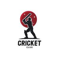 Cricket player silhouette logo design vector