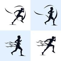 conjunto de plantilla de diseño de logotipo de maratón de atletismo de carreras de sprint vector
