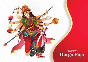 Happy durga puja and navratri celebration card background vector