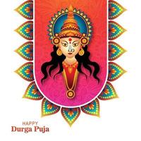 Indian festival goddess durga face holiday celebration card background vector