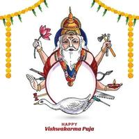 dios hindú vishwakarma un arquitecto e ingeniero divino del fondo de celebración del universo vector