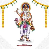 Hindu god vishwakarma puja celebration background vector