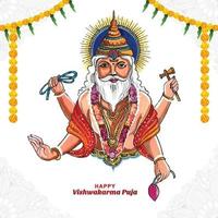 Hindu god vishwakarma puja celebration background vector