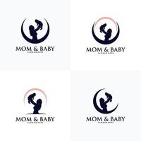 Set of Mom and baby logo design vector