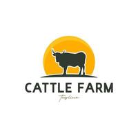 Vector de stock de diseño de logotipo de granja de ganado