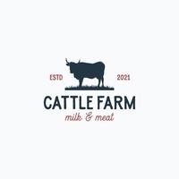 Farm logo design concept cow farm vector