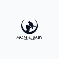 Mother holding a little baby logo design vector