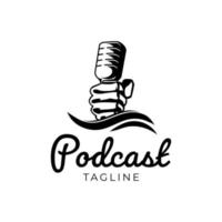 The podcast logo in a minimalist flat style in isolated against white background. Simple podcast broadcasting radio icon. vector