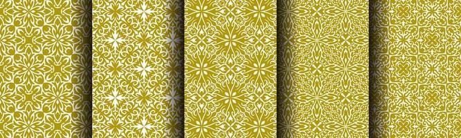 traditional pattern gold abstract bundle set vector