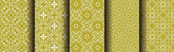 traditional pattern gold abstract bundle set vector