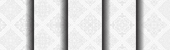 classic gray ethnic pattern background bundle set vector