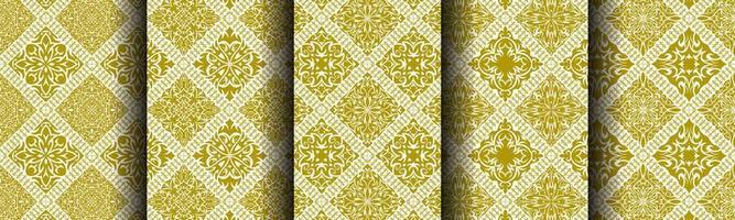 golden ethnic abstract pattern background bundle set vector