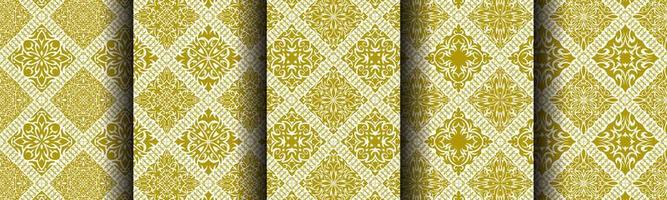 golden ethnic abstract pattern background bundle set vector