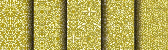 traditional pattern gold abstract bundle set vector