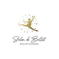 Gold ballet school logo design template vector