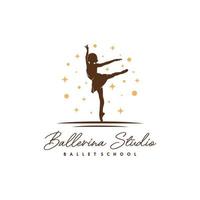 Ballerina in the stars logo design template vector