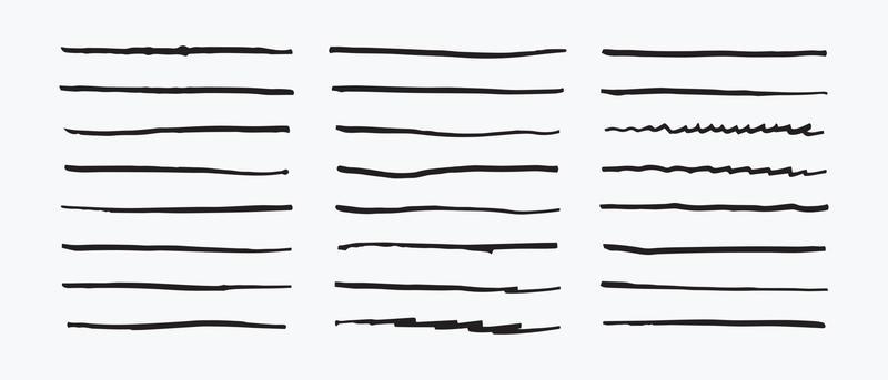 Vector set of hand drawn underline.