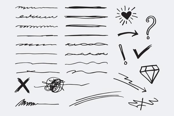 underline set, doodles arrows, check mark, etc.