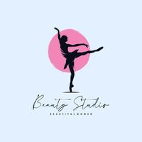 Modern dance school logo design vector