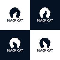 Set of black cat logo design vector