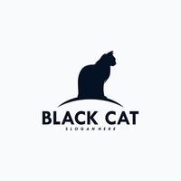 Black cat logo design vector