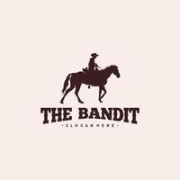 Cowboy Riding Horse Silhouette Logo Design vector