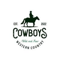 Cowboy wild west rodeo vintage logo vector